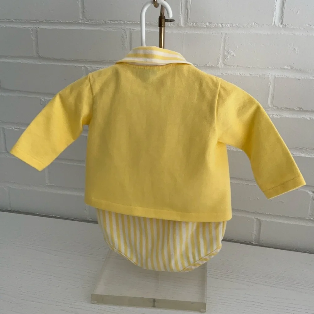 Baby Boys Classic Vintage Two-Piece Yellow Summer Romper Outfit Size 6 Months